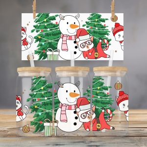 Christmas Glass Tumbler Snow Man